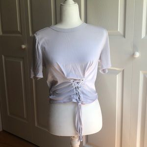 White front tie tee shirt.